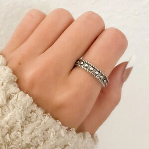 925 Sterling Silver Minimalist Ring Stackable Ring Band Vintage Ring